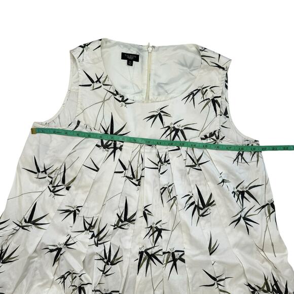 TALBOTS Bamboo Print Ivory White A-Line Dress Size 12 Petite Cotton Lightweight - Picture 8 of 9